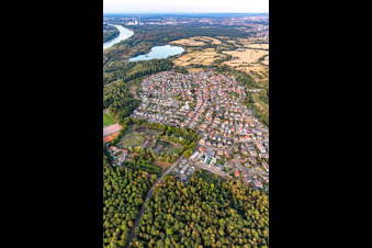 Aerial view of District Neuburgweier in Rheinstetten in the state Baden-Wuerttemberg, Germany