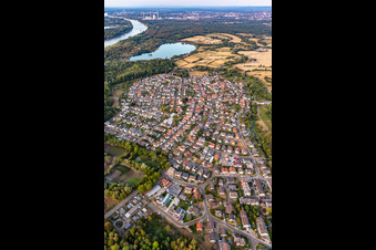 Aerial photograpy of District Neuburgweier in Rheinstetten in the state Baden-Wuerttemberg, Germany
