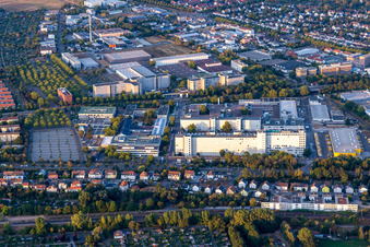 Aerial photograpy of Siemens AG, Branch Karlsruhe in the district Knielingen in Karlsruhe in the state Baden-Wuerttemberg, Germany
