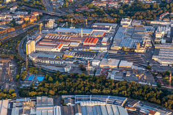 Aerial view of Michelin Tires AG & Co. KgaA in the district Grünwinkel in Karlsruhe in the state Baden-Wuerttemberg, Germany