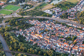 Aerial photograpy of District Knielingen in Karlsruhe in the state Baden-Wuerttemberg, Germany
