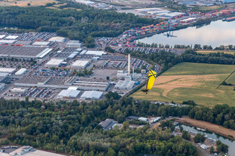 Aerial view of Port Maximiliansau in the district Maximiliansau in Wörth am Rhein in the state Rhineland-Palatinate, Germany