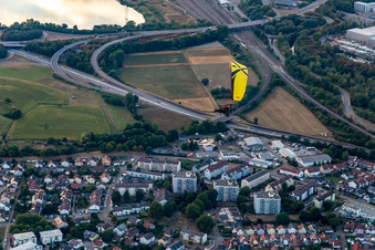 Drone image of District Maximiliansau in Wörth am Rhein in the state Rhineland-Palatinate, Germany