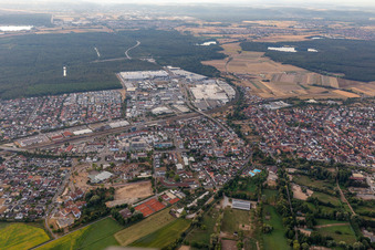 SEW-EURODRIVE GmbH & Co KG – Manufacturing plant and SCC Mechanics/Mechatronics in the district Graben in Graben-Neudorf in the state Baden-Wuerttemberg, Germany from above