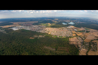District Neudorf in Graben-Neudorf in the state Baden-Wuerttemberg, Germany from the plane