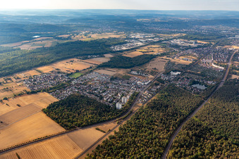 Aerial photograpy of District Büchig in Stutensee in the state Baden-Wuerttemberg, Germany