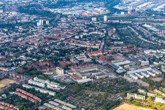 Aerial view of Municipal Hospital Karlsruhe in the district Nordweststadt in Karlsruhe in the state Baden-Wuerttemberg, Germany