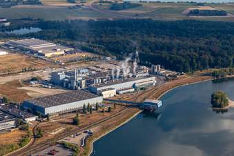 Papierfabrik Palm GmbH & Co. KG | Plant Wörth am Rhein in Wörth am Rhein in the state Rhineland-Palatinate, Germany out of the air