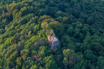 Drone recording of Neukastel Castle Ruins in Leinsweiler in the state Rhineland-Palatinate, Germany
