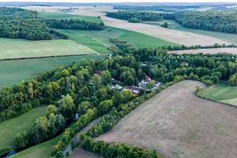 Aerial view of Camping SAS Forge de Sainte Marie in Thonnance-les-Moulins in the state Haute Marne, France