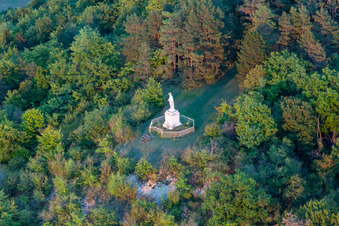Mary Statue in Poissons in the state Haute Marne, France from above