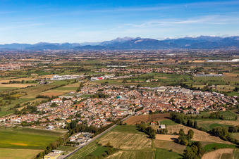 Aerial view of Mozzanica in the state Bergamo, Italy