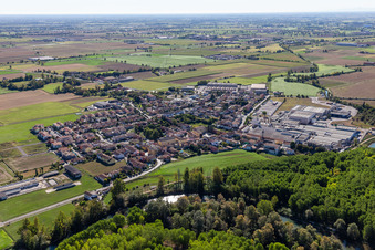 Aerial view of Casale Cremasco-Vidolasco in the state Cremona, Italy