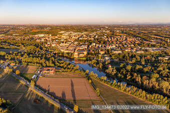 Aerial view of Cassano d’Adda in the state Lombardy, Italy