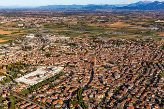 Aerial photograpy of Caravaggio in the state Bergamo, Italy