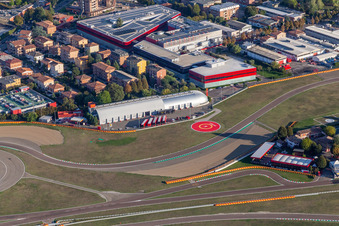 Formula 1 race track of Ferrari, Pista di Fiorano, Circuito di Fiorano in Fiorano Modenese in the state Modena, Italy out of the air