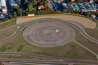 Formula 1 race track of Ferrari, Pista di Fiorano, Circuito di Fiorano in Fiorano Modenese in the state Modena, Italy viewn from the air