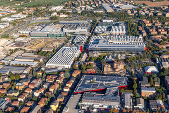 Aerial photograpy of Ferrari SPA factory in Maranello in the state Modena, Italy