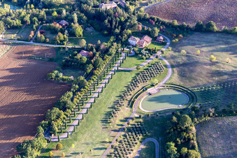 Aerial view of Via Fogliano in Maranello in the state Modena, Italy