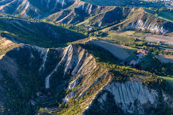 Aerial view of Salse di Nirano Riserva naturale Salse di Nirano in Fiorano Modenese in the state Modena, Italy