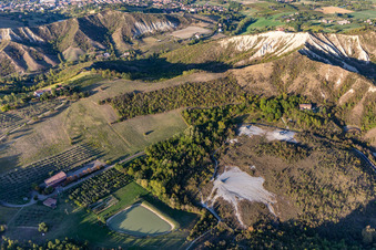 Bird's eye view of Salse di Nirano Riserva naturale Salse di Nirano in Fiorano Modenese in the state Modena, Italy
