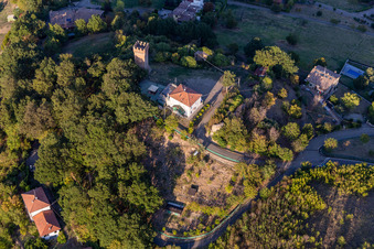 Aerial photograpy of Castle of Dinazzano in the district Veggia-Villalunga in Casalgrande in the state Reggio Emilia, Italy