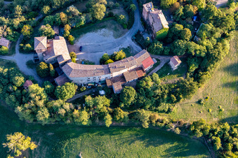 Aerial view of Castle of Casalgrande in Casalgrande in the state Reggio Emilia, Italy