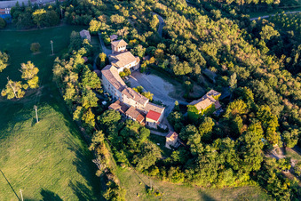 Aerial photograpy of Castle of Casalgrande in Casalgrande in the state Reggio Emilia, Italy