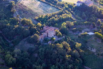 Aerial view of Torricella Castle in Scandiano in the state Reggio Emilia, Italy