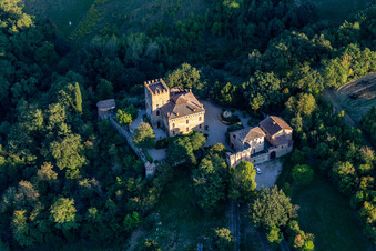 Torricella Castle in Scandiano in the state Reggio Emilia, Italy from the plane