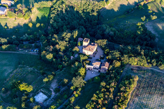 Torricella Castle in Scandiano in the state Reggio Emilia, Italy viewn from the air