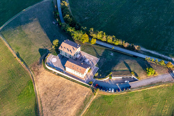 Aerial photograpy of Comunità Sacerdotale Familiaris Consortio in the district Bicocca in Albinea in the state Reggio Emilia, Italy