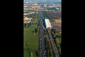 Aerial view of Reggio Emilia AV Mediopadana train station in Reggio nell’Emilia in the state Reggio Emilia, Italy