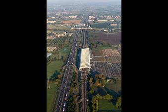 Aerial photograpy of Reggio Emilia AV Mediopadana train station in Reggio nell’Emilia in the state Reggio Emilia, Italy
