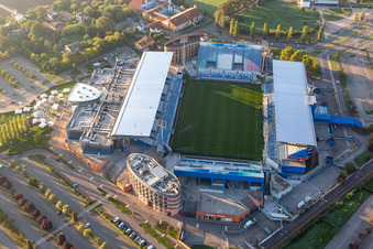 Aerial view of MAPEI Stadium – Città del Tricolore in Reggio nell’Emilia in the state Reggio Emilia, Italy