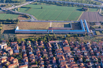 Aerial view of New Cemetery Cimitero nuovo di Aldo Rossi Aldo Rossi Cemetery in Modena in the state Modena, Italy
