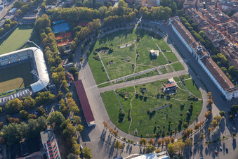 Aerial photograpy of Novi Ark Archaeological Park in Modena in the state Modena, Italy