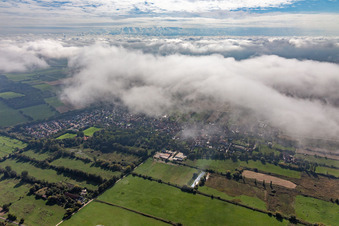 Village view under clouds from the northwest in Winden in the state Rhineland-Palatinate, Germany