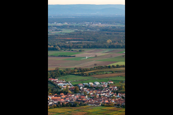 Glider approaching the Ebenberg in Insheim in the state Rhineland-Palatinate, Germany