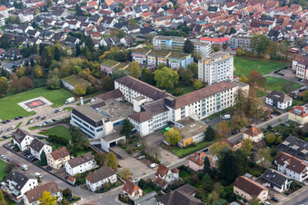 Aerial view of Asklepius Hospital in Kandel in the state Rhineland-Palatinate, Germany