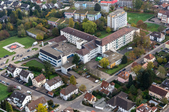 Aerial photograpy of Asklepius Hospital in Kandel in the state Rhineland-Palatinate, Germany