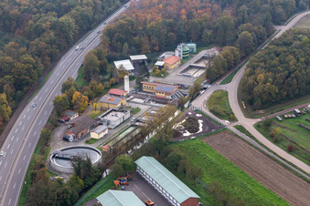 Aerial photograpy of Sewage treatment plant in Kandel in the state Rhineland-Palatinate, Germany