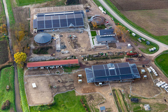 Aerial view of Erlenhof in Neupotz in the state Rhineland-Palatinate, Germany