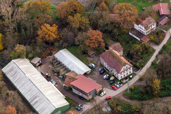 Aerial photograpy of Wanzheim Mill in Rheinzabern in the state Rhineland-Palatinate, Germany