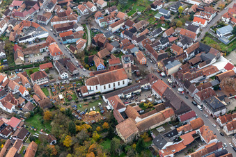Aerial photograpy of Anneresl Christmas Market in Rheinzabern in the state Rhineland-Palatinate, Germany