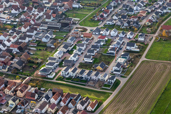 Oblique view of New development area Im Sandblatt in Hatzenbühl in the state Rhineland-Palatinate, Germany