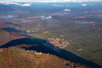 Madenburg from the southwest in Eschbach in the state Rhineland-Palatinate, Germany