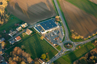 Aerial view of EDEKA Paul in the district Appenhofen in Billigheim-Ingenheim in the state Rhineland-Palatinate, Germany