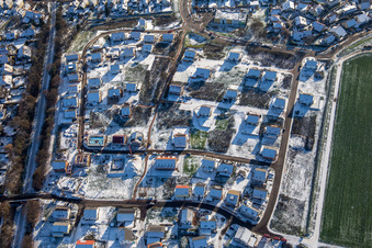 New development area K2 in winter with snow in Kandel in the state Rhineland-Palatinate, Germany from above