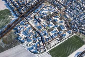 New development area K2 in winter with snow in Kandel in the state Rhineland-Palatinate, Germany seen from above